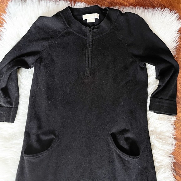 Michael Kors Black 1/4 Zip Sweater Dress Pockets S - Picture 7 of 9